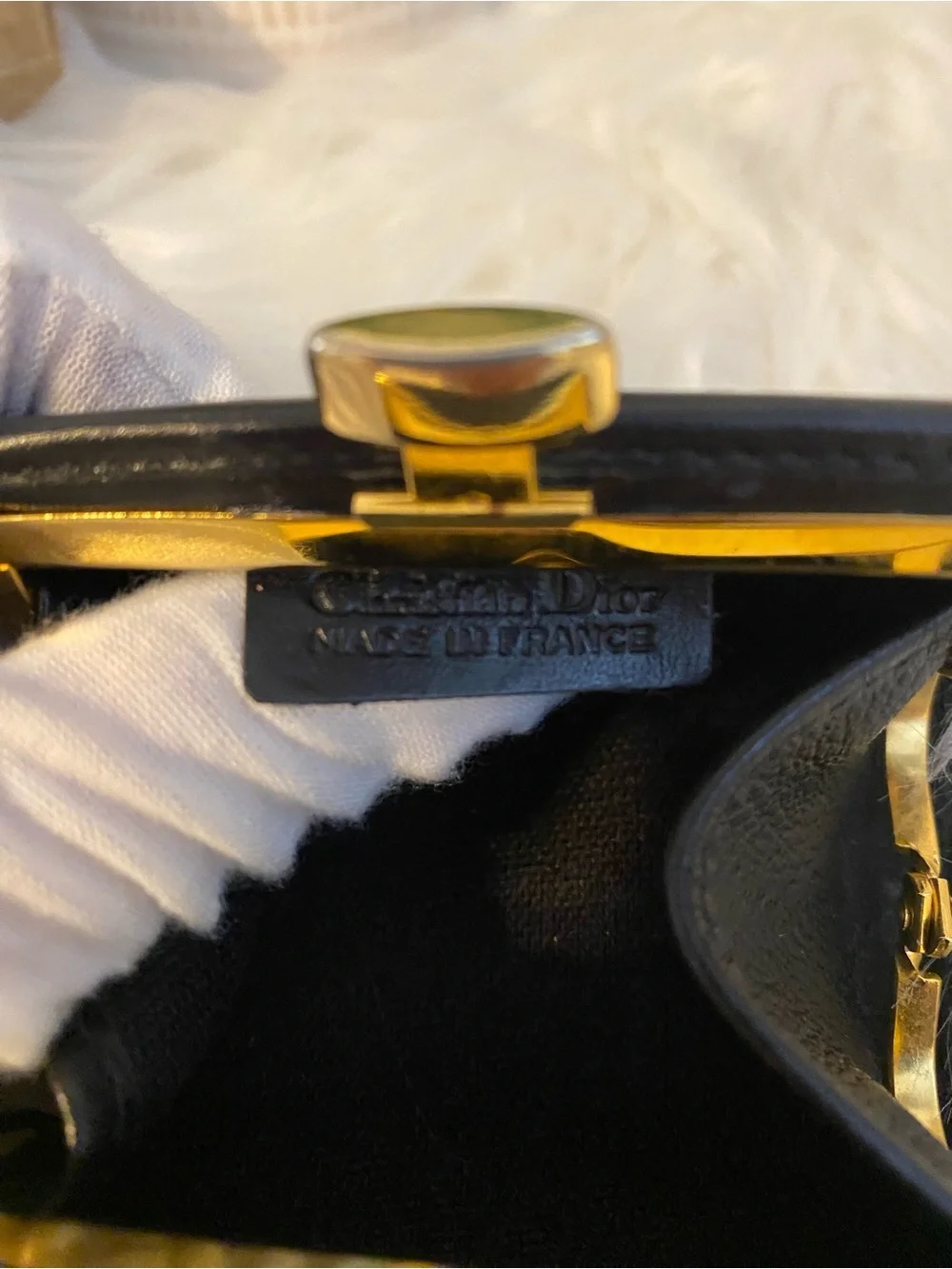 Dior Black Leather Coin Purse with Gold-Tone Logo Vintage beauty!